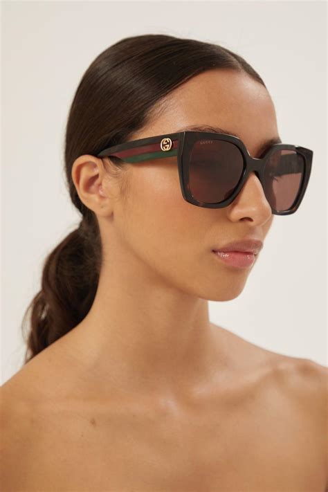 gucci dark havana honey sunglasses|Gucci oversized square sunglasses.